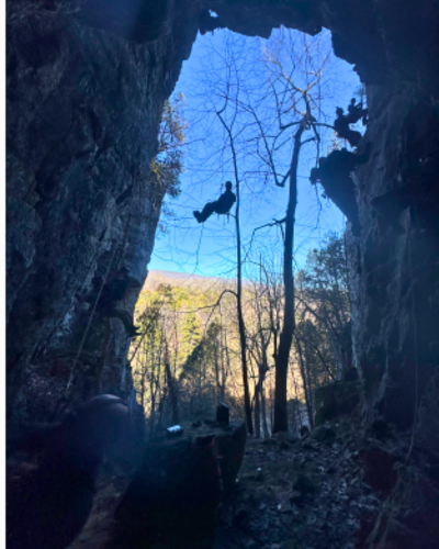 Caving at the entrance to Clark's Cave, VA